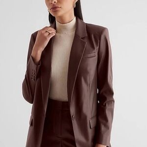 Express Faux Leather Brown Blazer